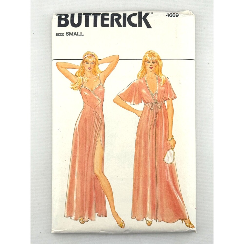 Butterick 4669 Vintage Nightgown & Robe Sewing Pattern Small Uncut